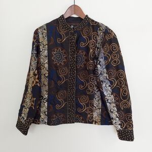 Vintage Casual Studio Mixed Media Embroidered Jacket Size Medium